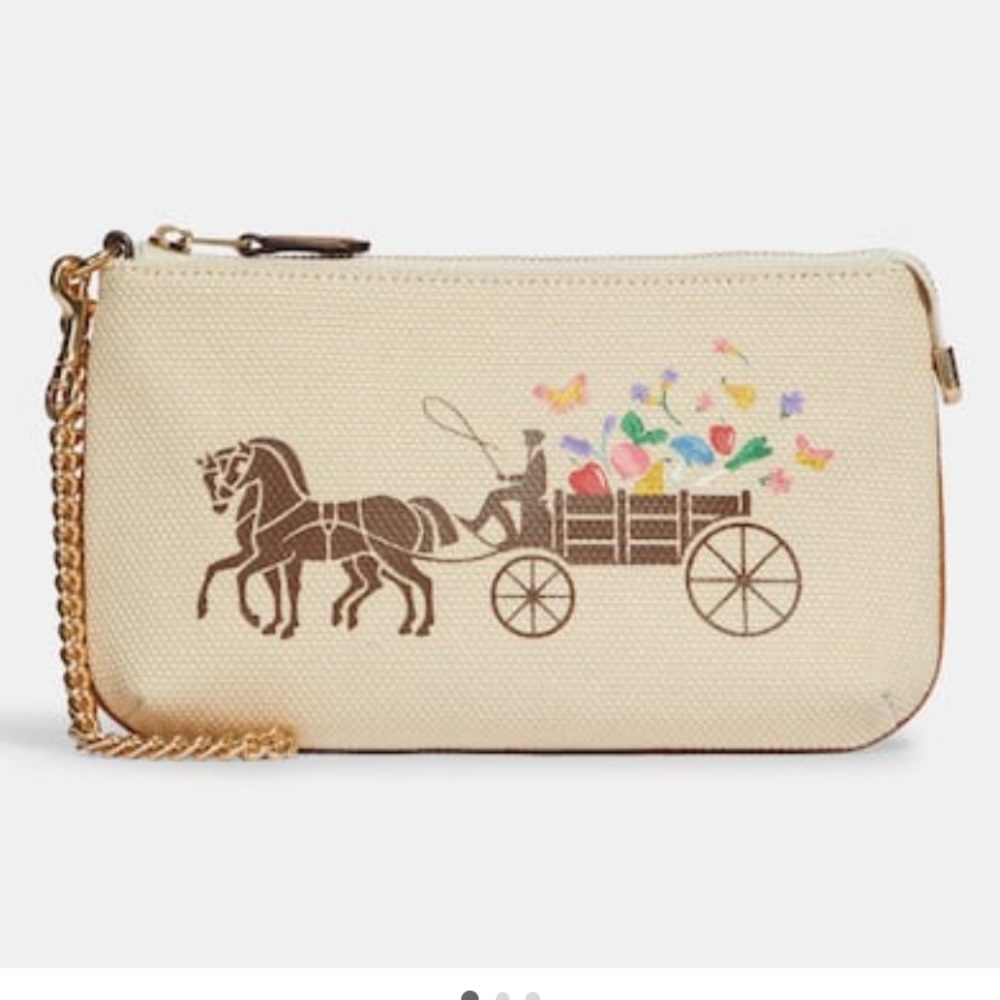 Coach Large Wristlet 19 With Dreamy Veggie Horse And Carriage